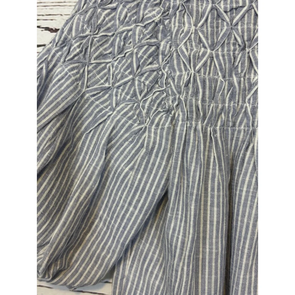 Women's Anthropologie Striped Smocked Blouse Blue/White Size XXS - Picture 5 of 7